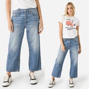 Re/Done Loose Crop Jean In Mid Fade Size 29